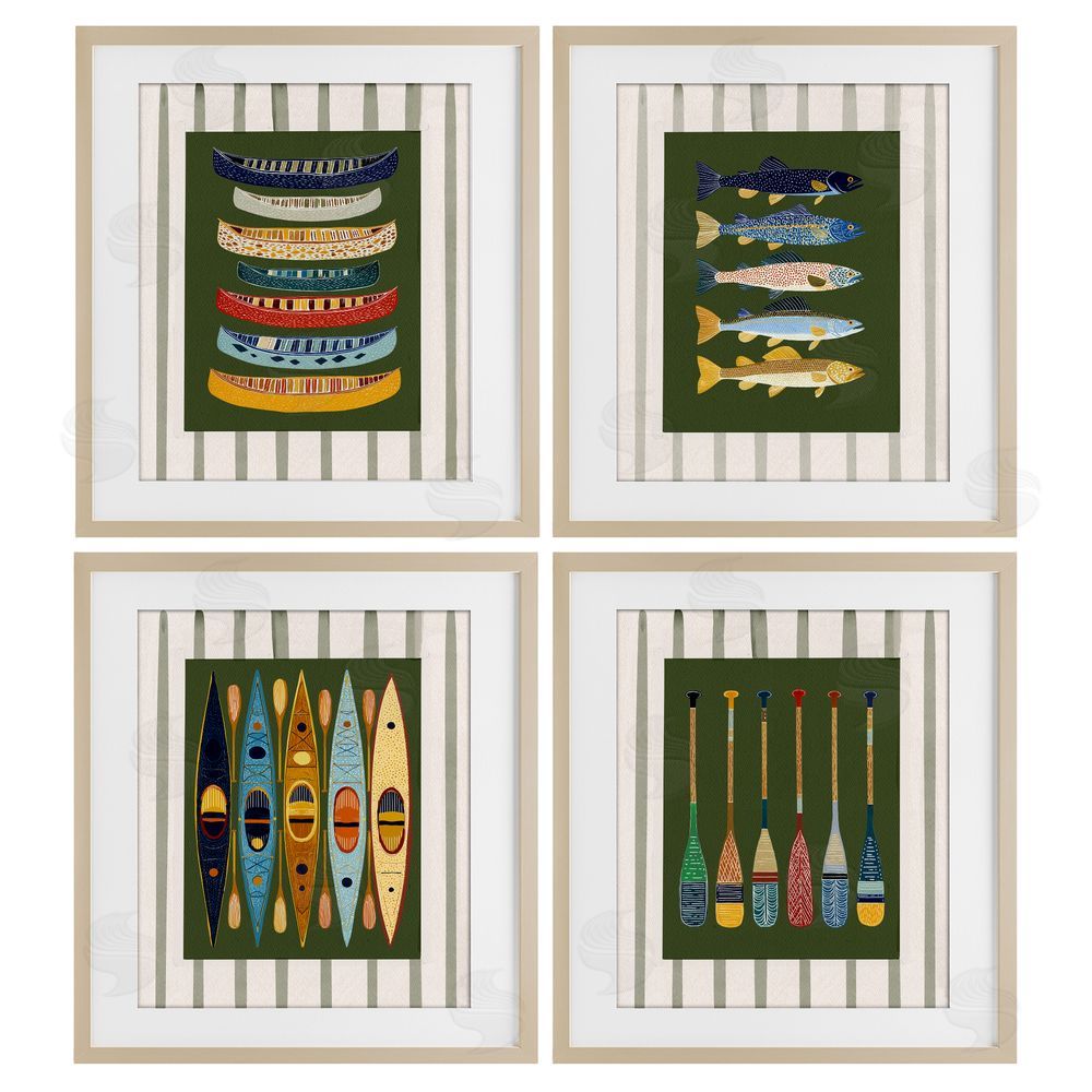 Yen Colorful Aligned Nautical Collections Brown Framed Print Under Glass Wall Art