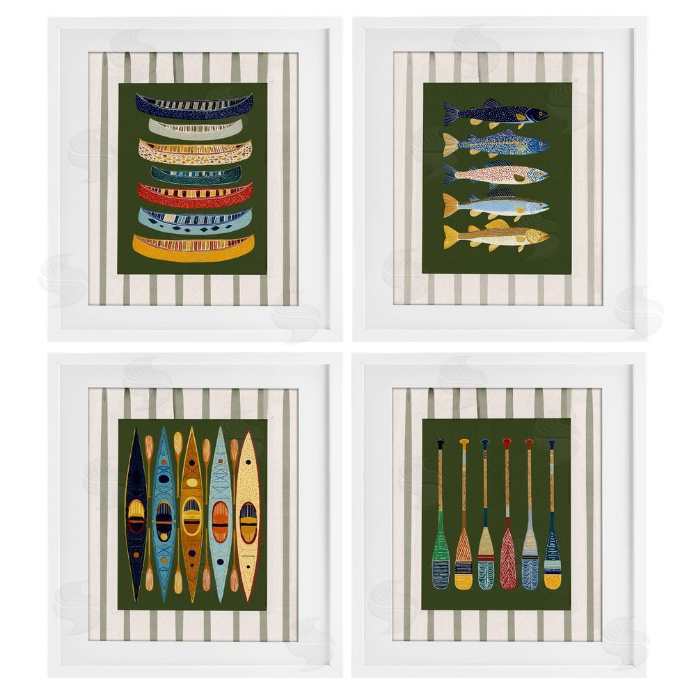 Yen Colorful Aligned Nautical Collections White Framed Print Under Glass Wall Art