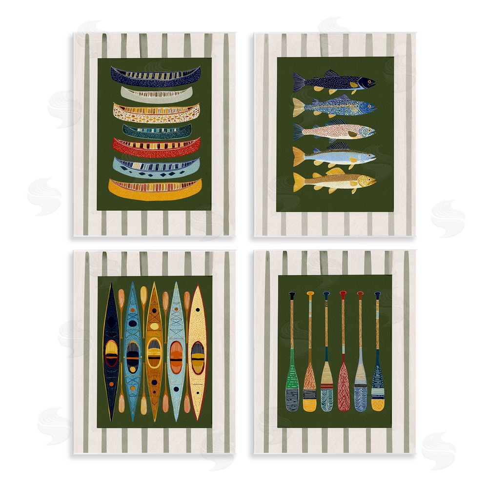 Yen Colorful Aligned Nautical Collections Wooden Wall Plaque Art Print