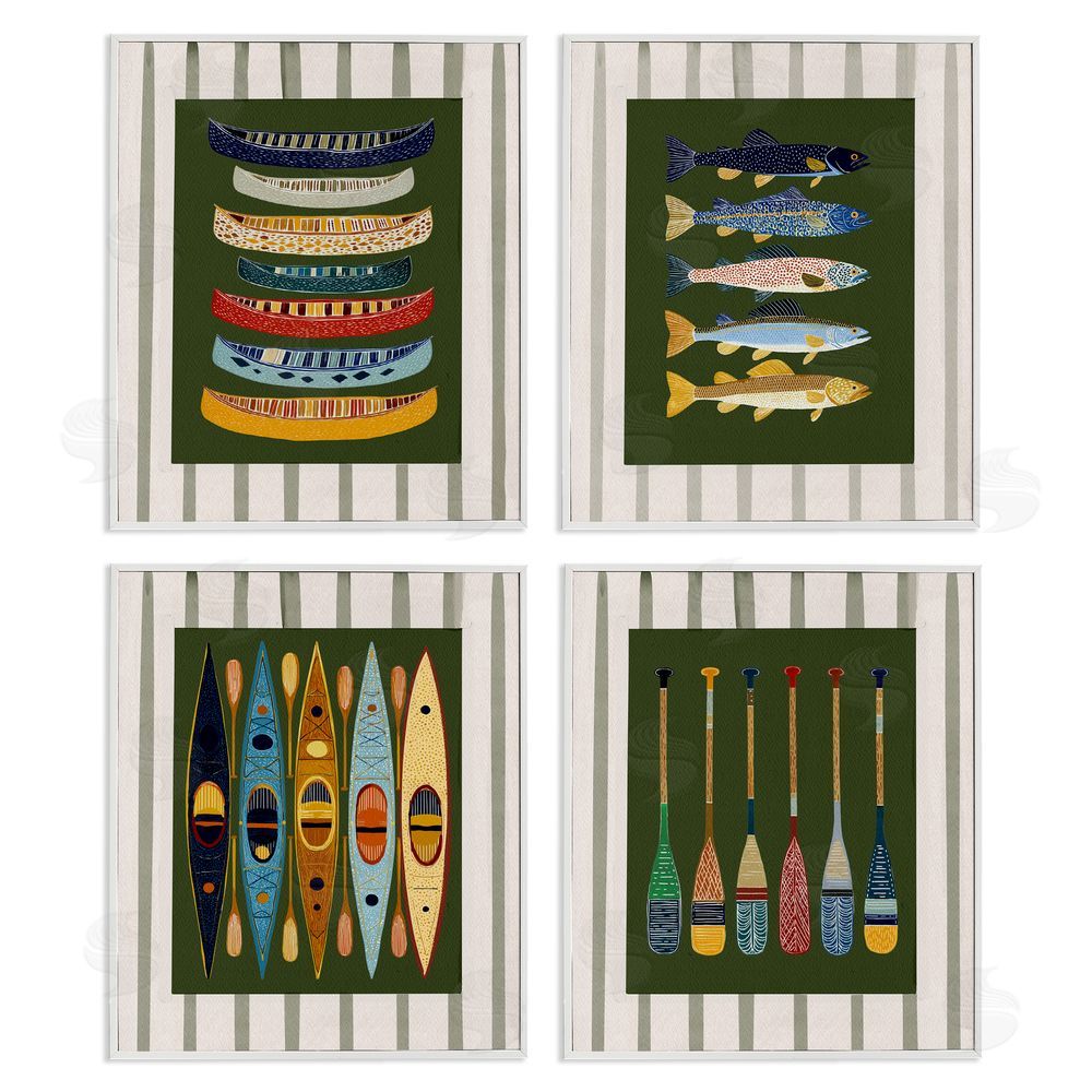 Yen Colorful Aligned Nautical Collections White Framed Giclee Wall Art Print
