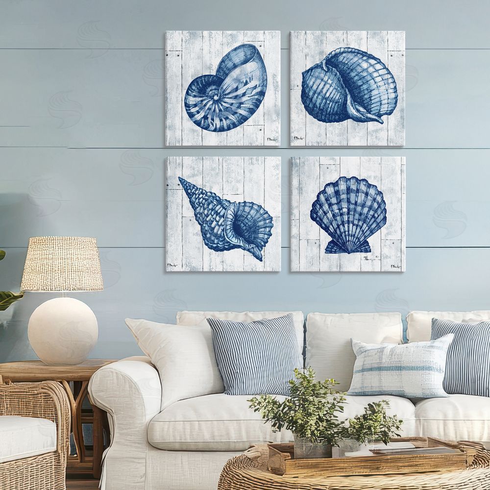 Paul Brent Coastal Timberland Seashells Stretched Canvas Wall Art in Room