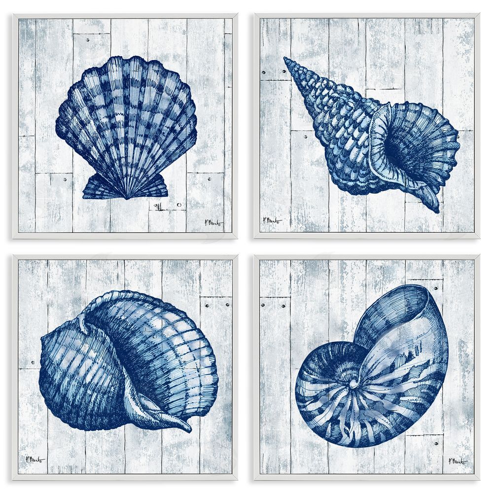 Paul Brent Coastal Timberland Seashells White Framed Giclee Wall Art Print