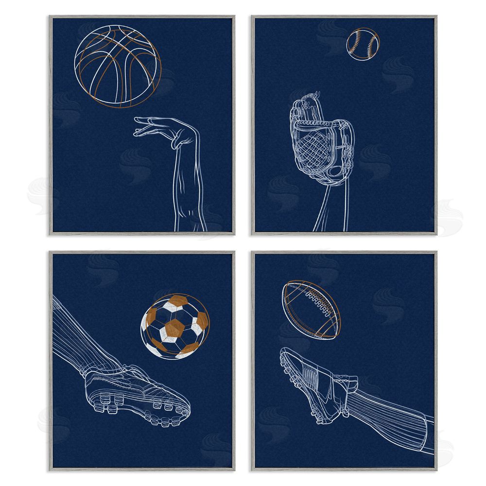 Marcus Prime Sports In Action Contour Gray Framed Giclee Wall Art Print
