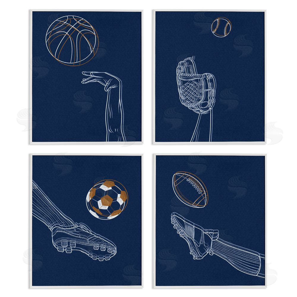 Marcus Prime Sports In Action Contour White Framed Giclee Wall Art Print