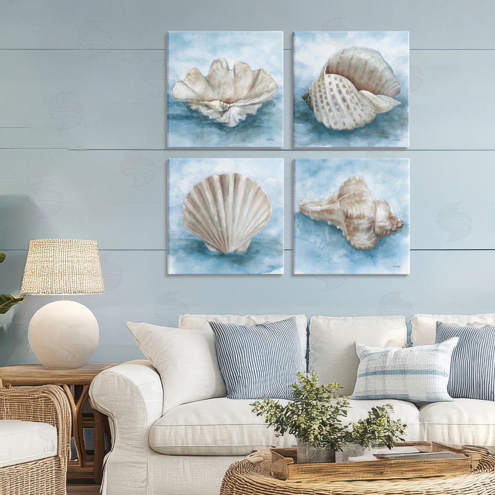 Leslie Trimbach Coastal Calm Collection Stretched Cavas Wall Art Set in Room