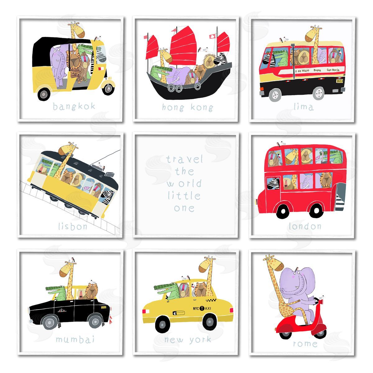Carla Daly Travel World Kids' International Travel White Framed Giclee Wall Art Print