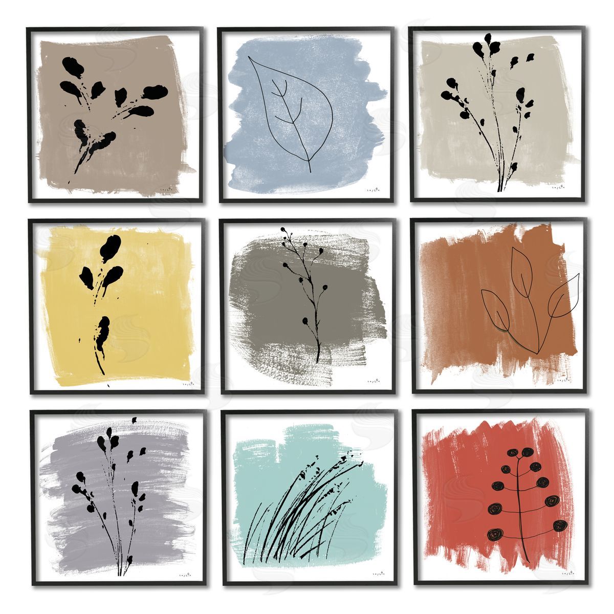 Sophie 6 Abstract Plants Expressive Modern Botanicals Black Framed Giclee Wall Art Print