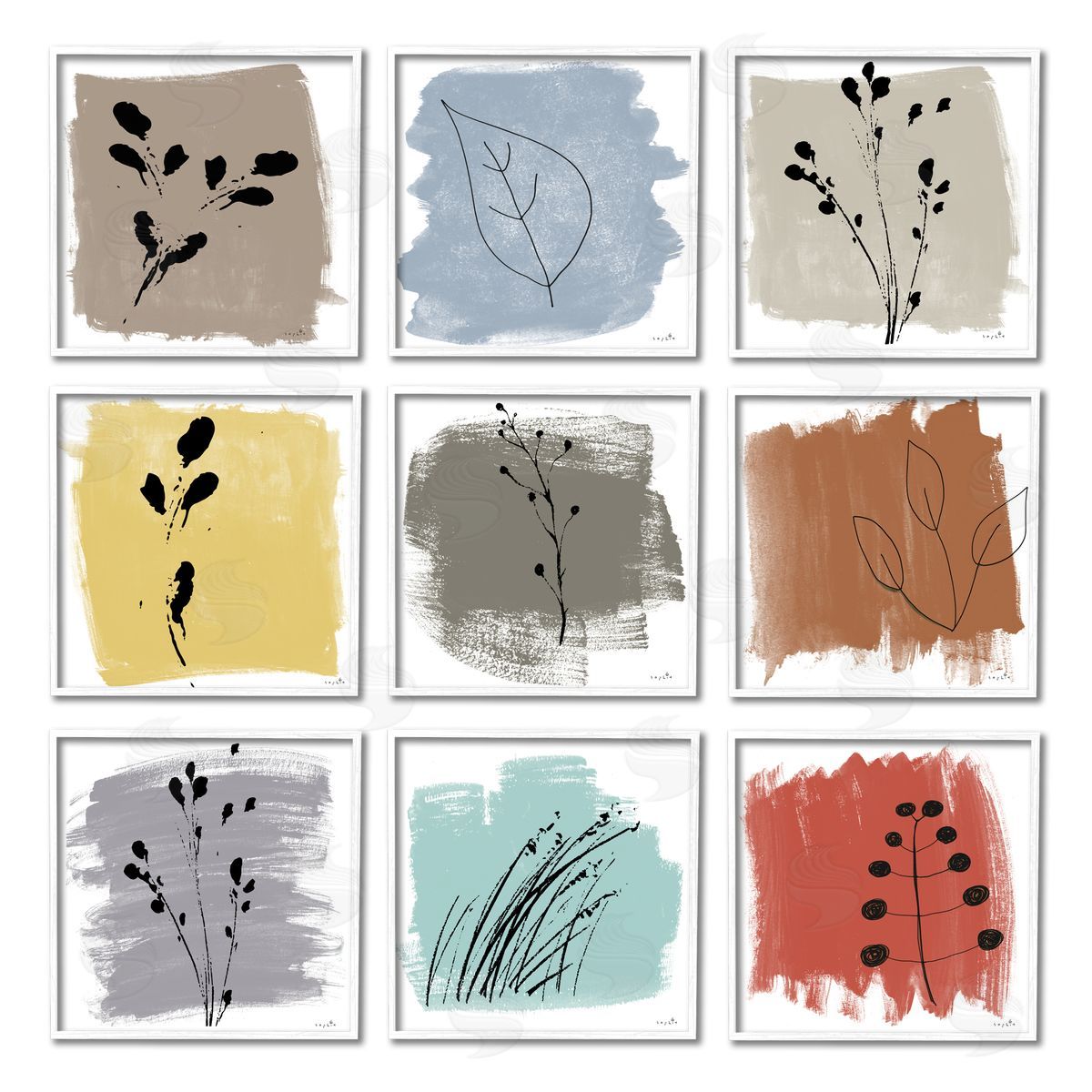Sophie 6 Abstract Plants Expressive Modern Botanicals White Framed Giclee Wall Art Print