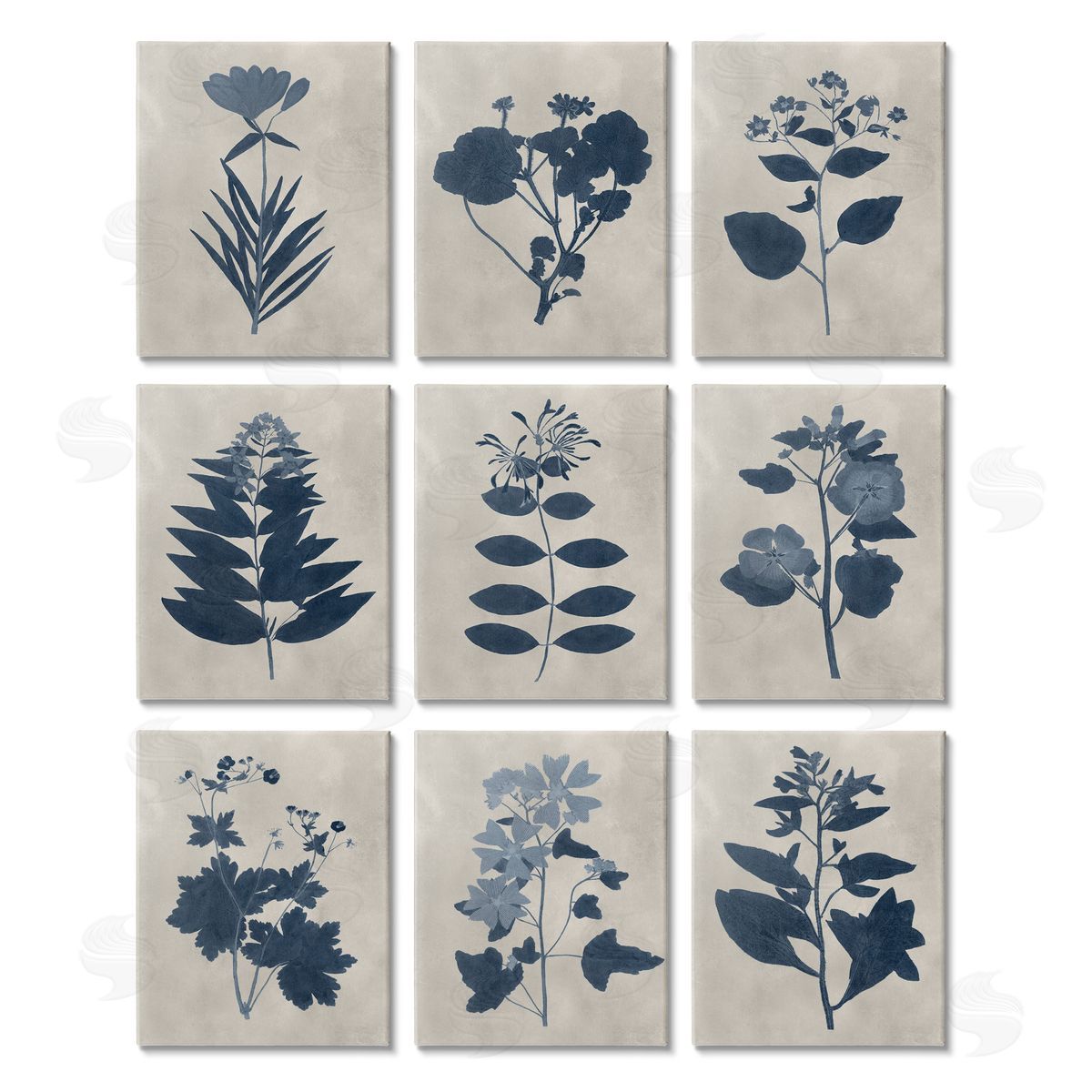 Vision Studio Beautiful Botanical Silhouette Floral Plants Canvas Wall Art Print
