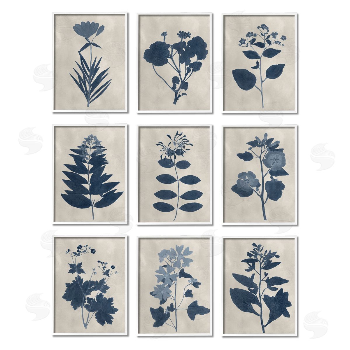 Vision Studio Beautiful Botanical Silhouette Floral Plants White Framed Giclee Wall Art Print