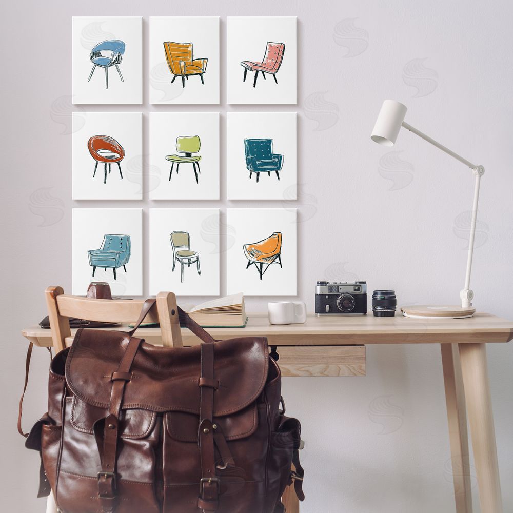 June Erica Vess Stylish Modern Chairs Varied Furniture Canvas Wall Art Print in Room