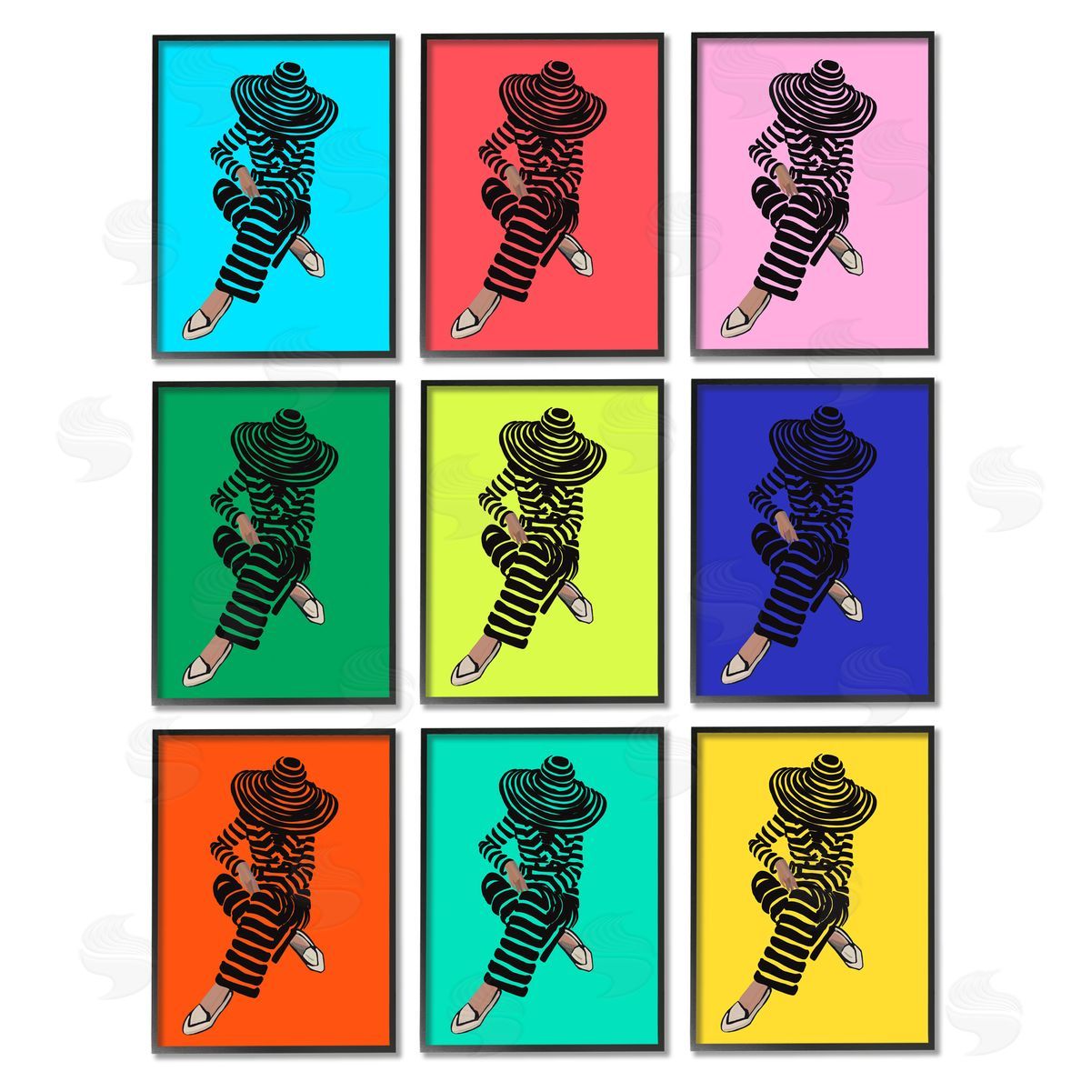 Amelia Noyes Pop Style Fashion Woman Design Black Framed Giclee Wall Art Print