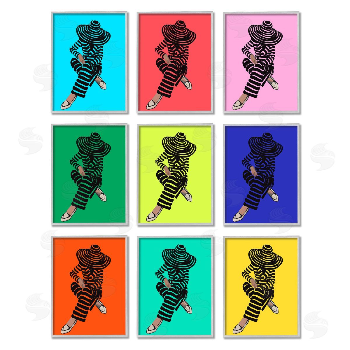 Amelia Noyes Pop Style Fashion Woman Design Gray Framed Giclee Wall Art Print
