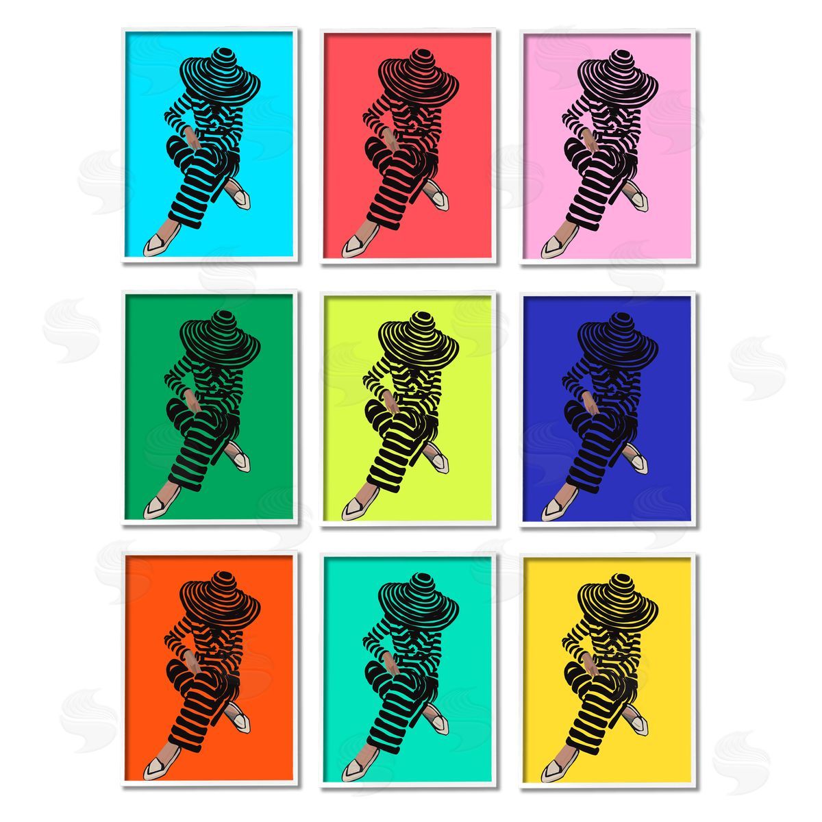 Amelia Noyes Pop Style Fashion Woman Design White Framed Giclee Wall Art Print