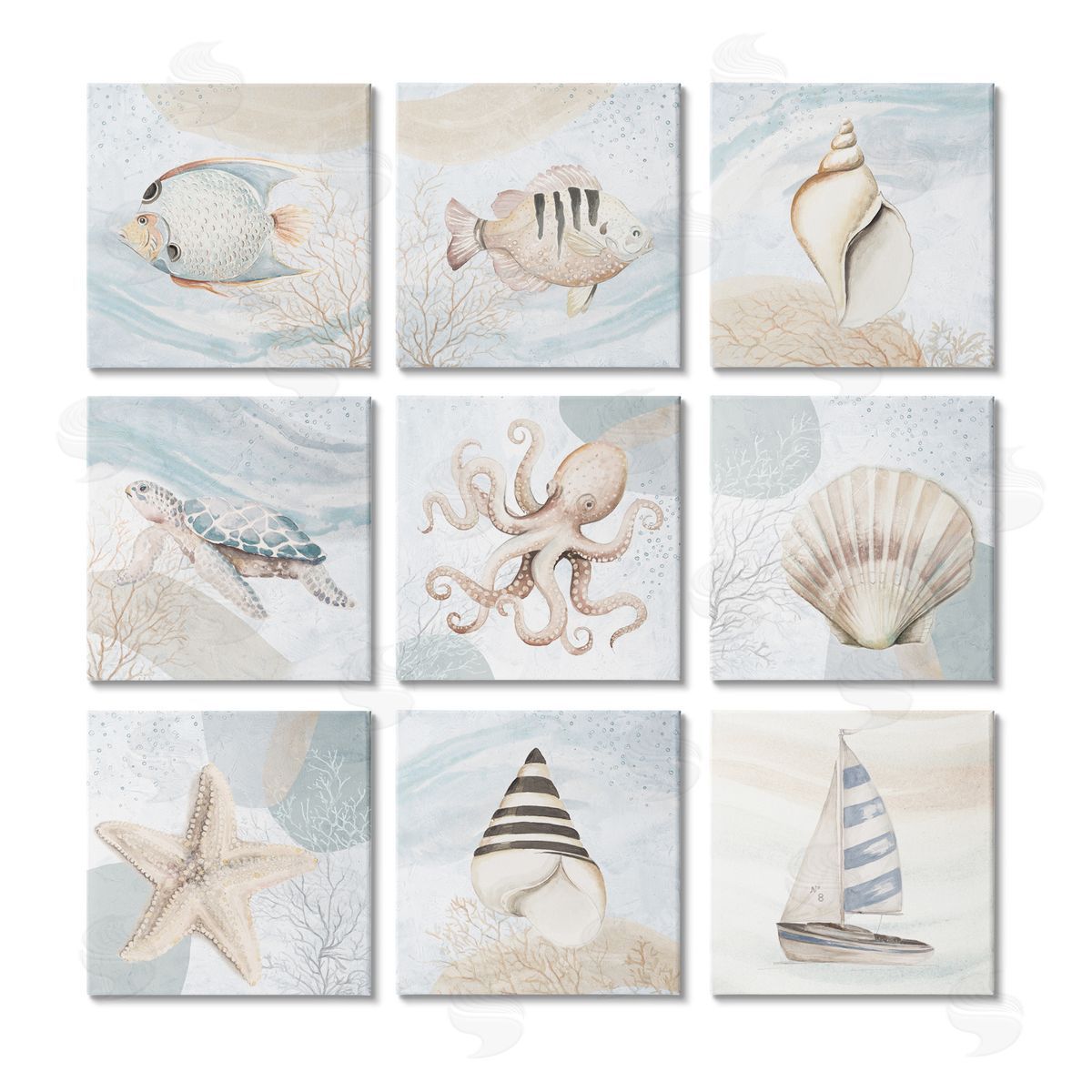 Patricia Pinto Nautical Sea Life Beach Theme Boats Seashells Canvas Wall Art Print