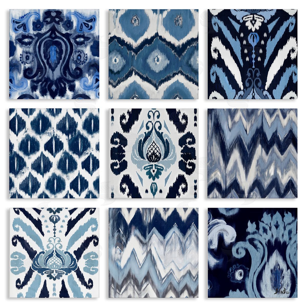 Patricia Pinto Blue Boho Patterns Canvas Wall Art Print