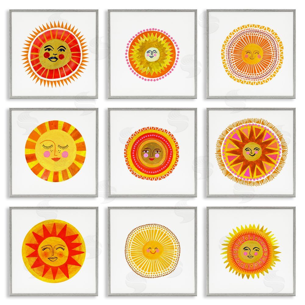 Katherine Herrell Studio Warm Boho Sun Collection Gray Framed Giclee Wall Art Print