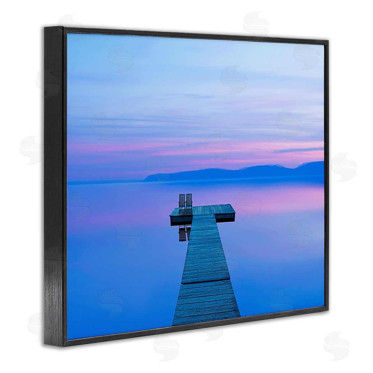 Lake Landscape Blue Purple Black Frame Print Wall Art, Home Decor by James McLoughlin