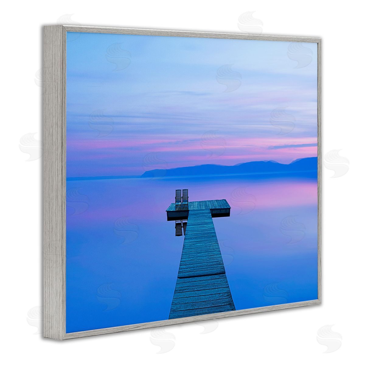 Lake Landscape Blue Purple Grey Frame Print Wall Art, Home Decor by James McLoughlin