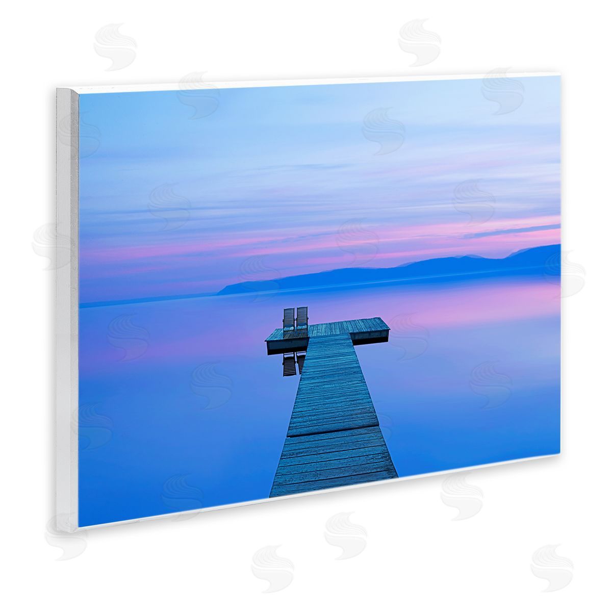 Lake Landscape Blue Purple Wood Plaque Wall Art, Home Decor by James McLoughlin