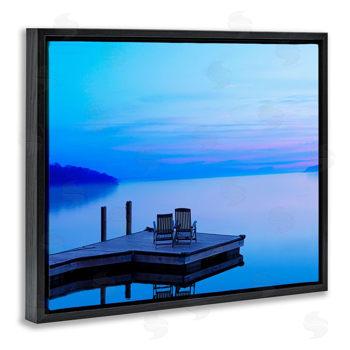 Lake Landscape Blue Photograph Black Floating Frame Canvas Wall Art, Home Decor by James McLoughlin