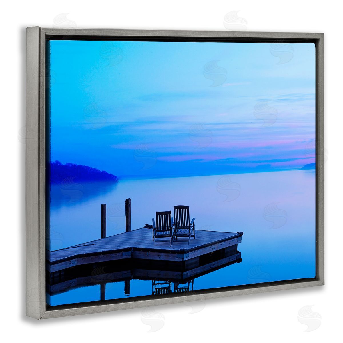Lake Landscape Blue Photograph Grey Floating Frame Canvas Wall Art, Home Decor by James McLoughlin