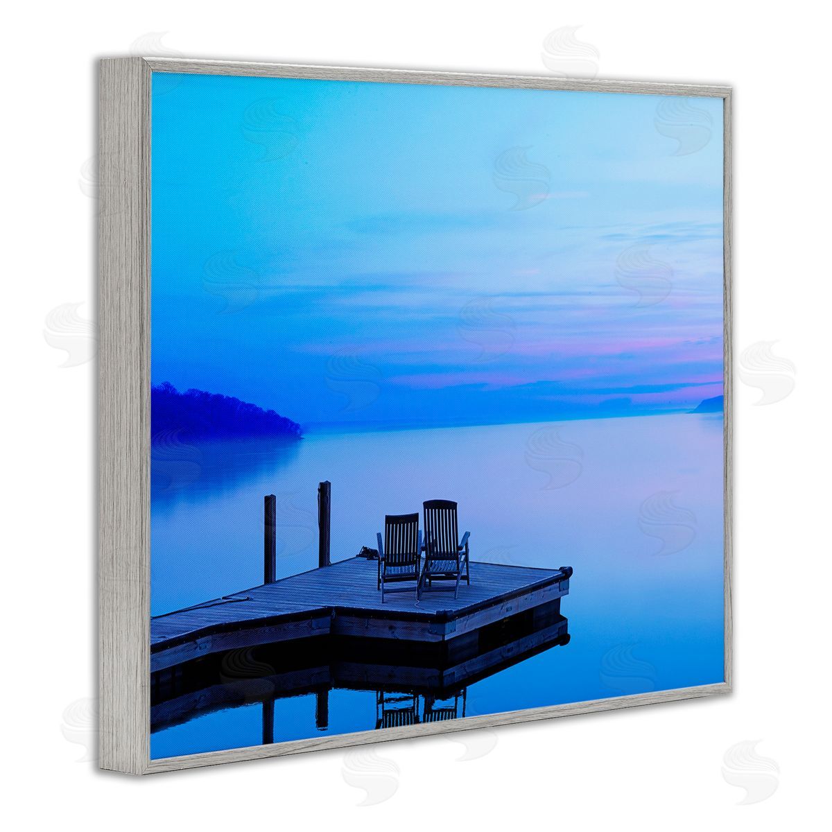 Lake Landscape Blue Photograph Grey Frame Print Wall Art, Home Decor by James McLoughlin