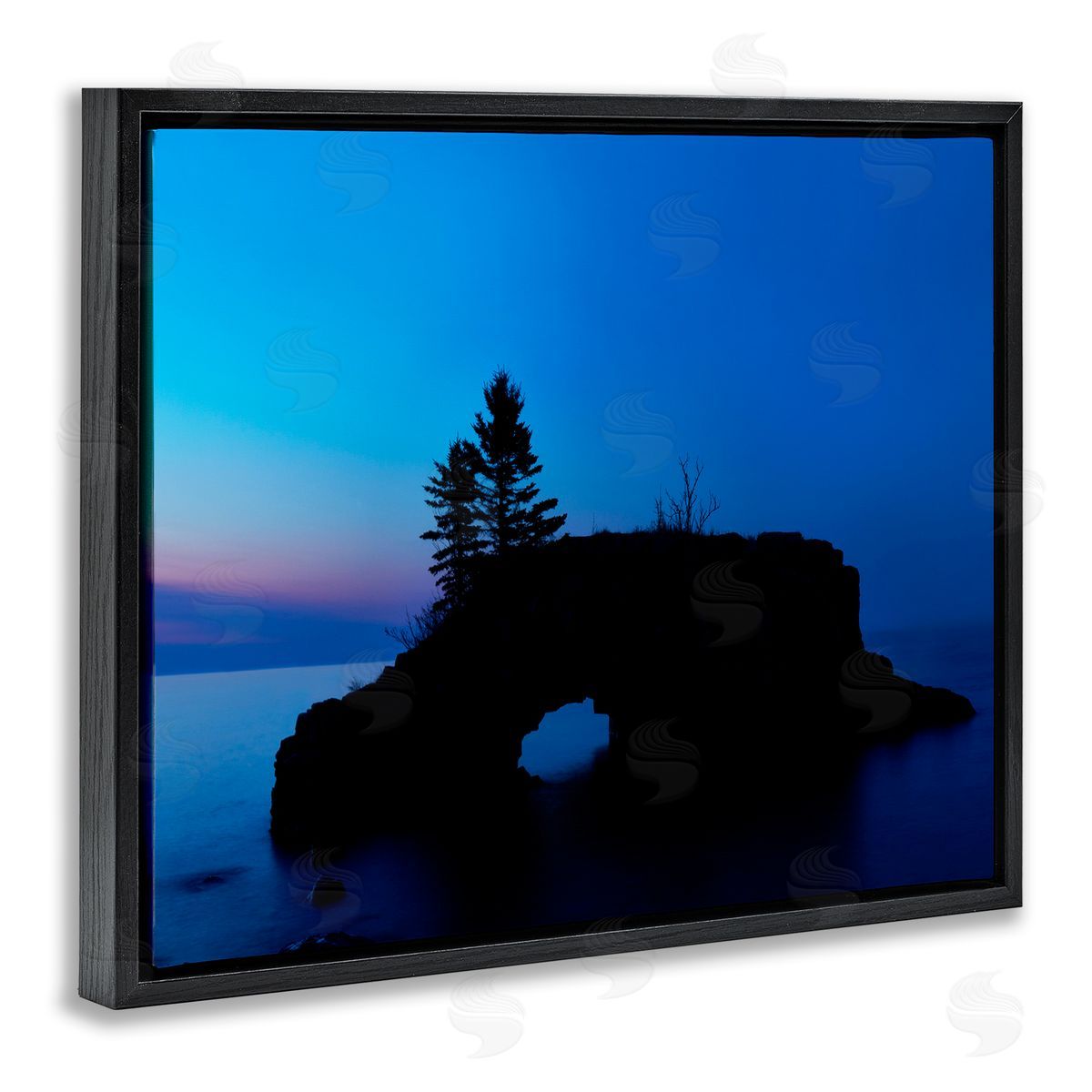 Lake Blue Purple Landscape Black Floating Frame Canvas Wall Art, Home Decor by James McLoughlin