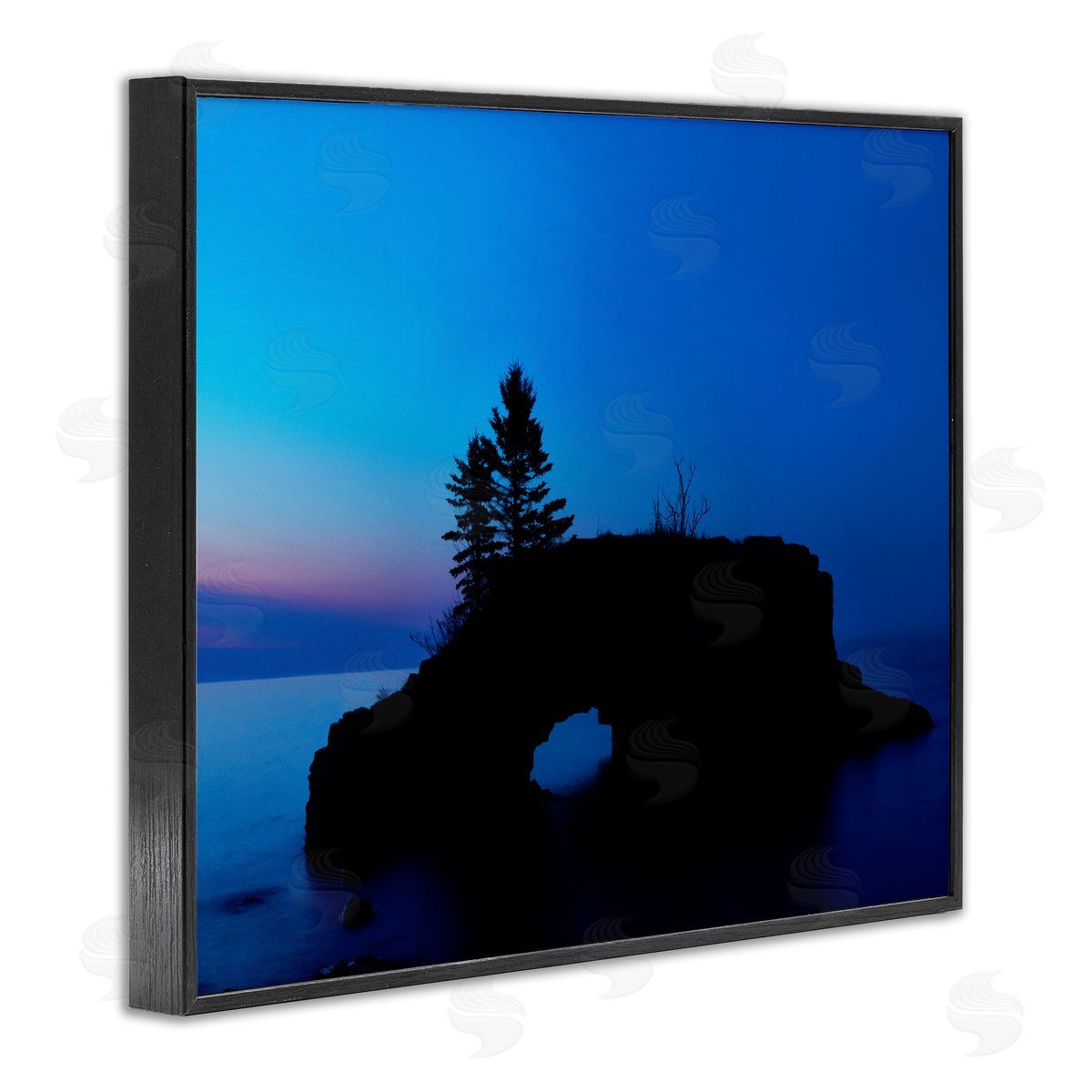 Lake Blue Purple Landscape Black Frame Print Wall Art, Home Decor by James McLoughlin