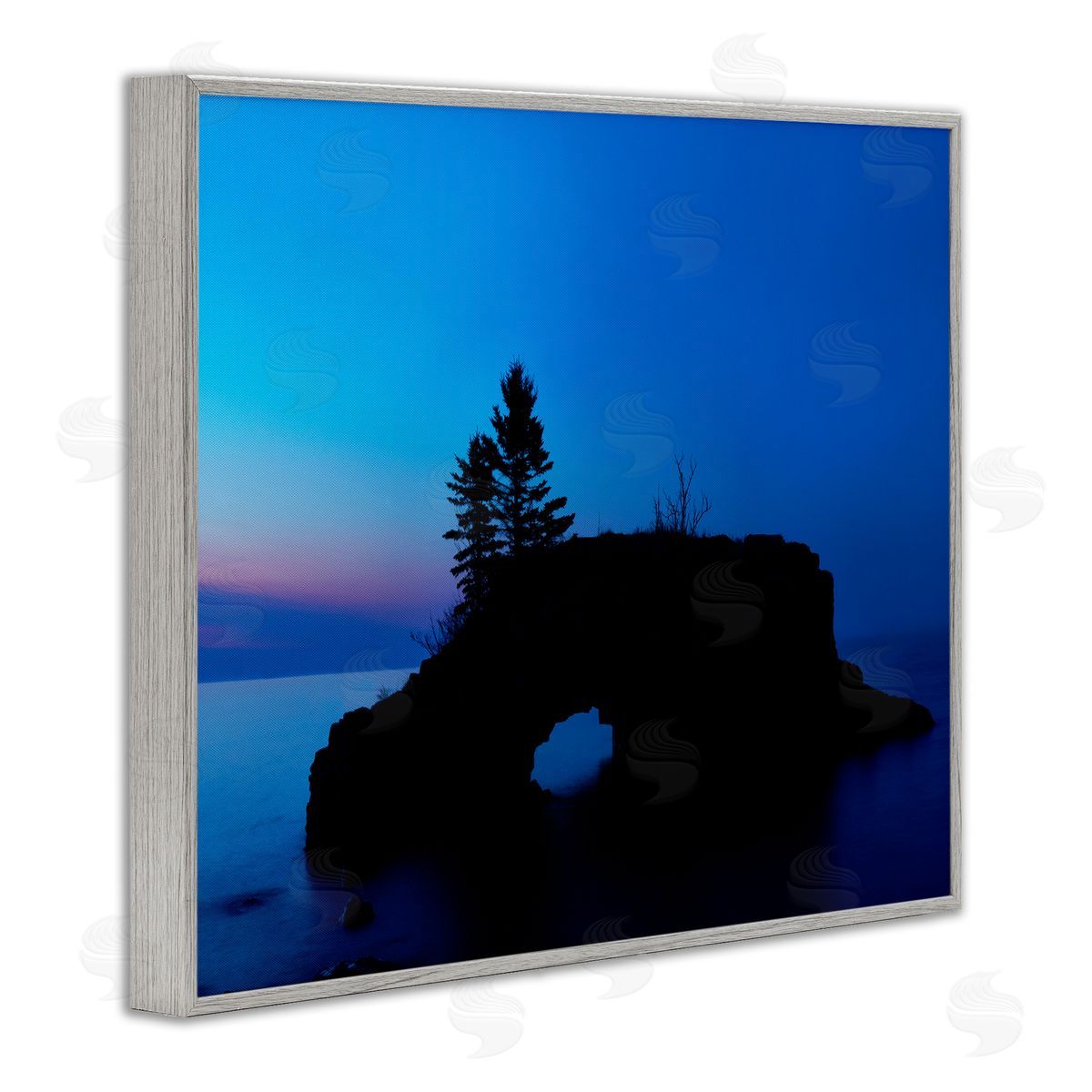Lake Blue Purple Landscape Grey Frame Print Wall Art, Home Decor by James McLoughlin