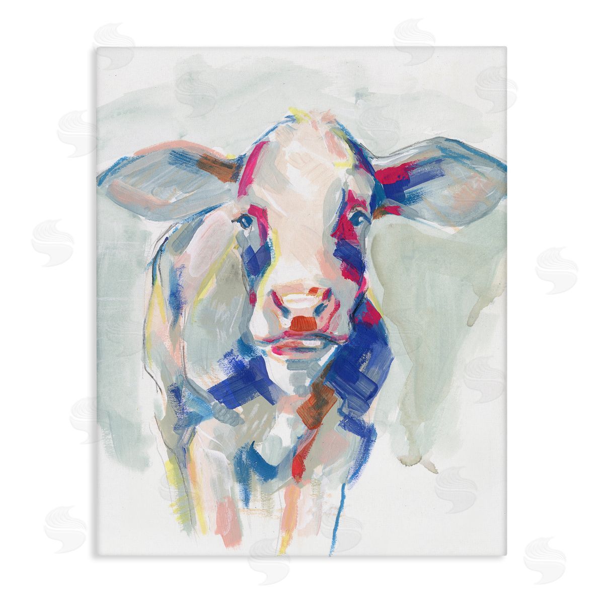 Colorful Cow Farm Animal Painting Canvas Wall Art, Home Decor by Jennifer Paxton Parker