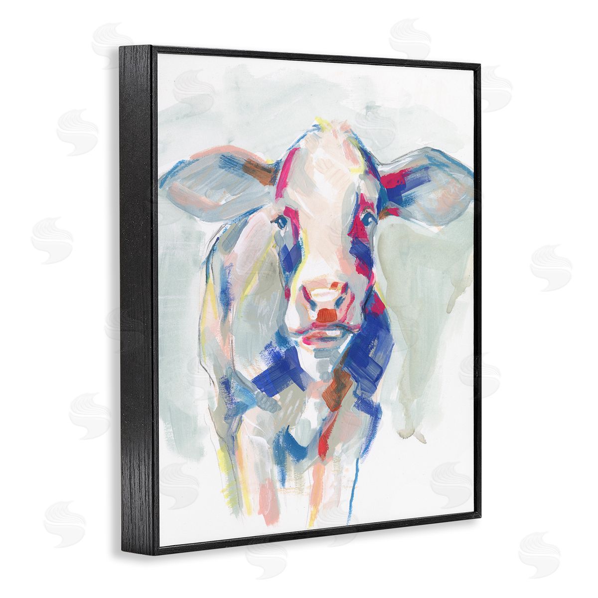 Colorful Cow Farm Animal Painting Black Frame Print Wall Art, Home Decor by Jennifer Paxton Parker