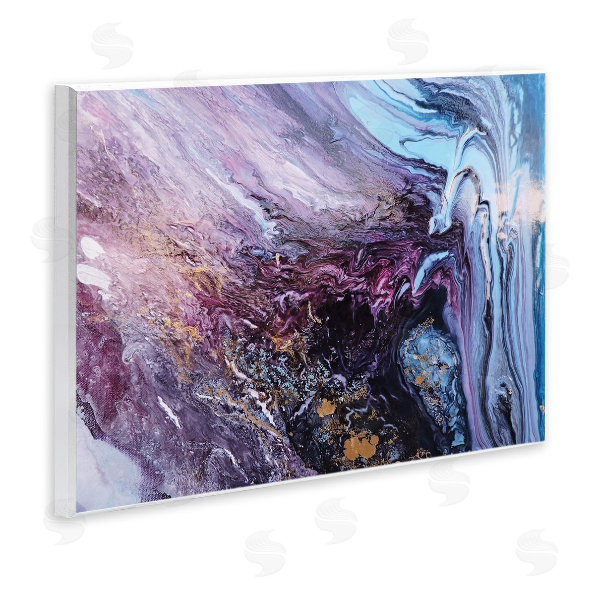 Abstract Liquid Purple Blue Wood Plaque Wall Art, Home Decor by Leticia Herrera