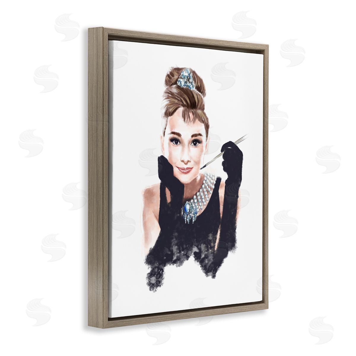 Fashion Model Figure Painting Brown Floating Frame Canvas Wall Art, Home Decor by Ziwei Li