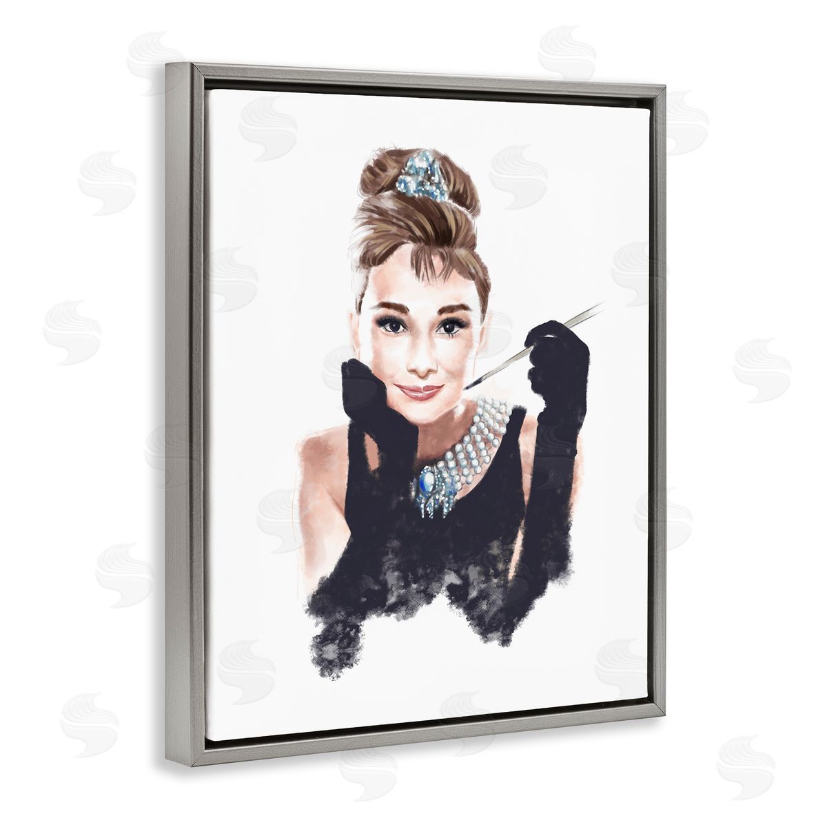 Fashion Model Figure Painting Grey Floating Frame Canvas Wall Art, Home Decor by Ziwei Li