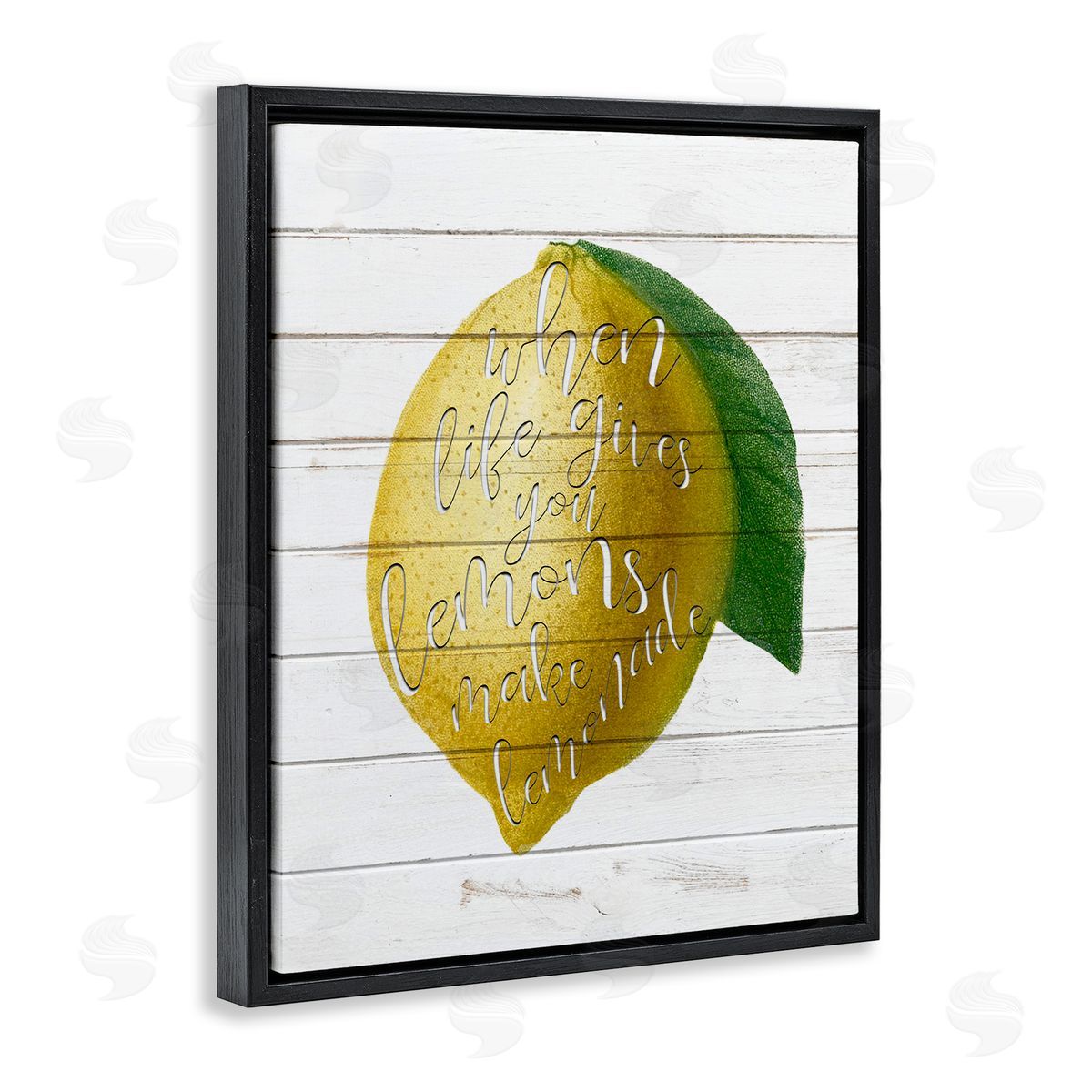 Lemons To Lemonade Inspirational Black Floating Frame Canvas Wall Art, Home Decor by Anne Bailey