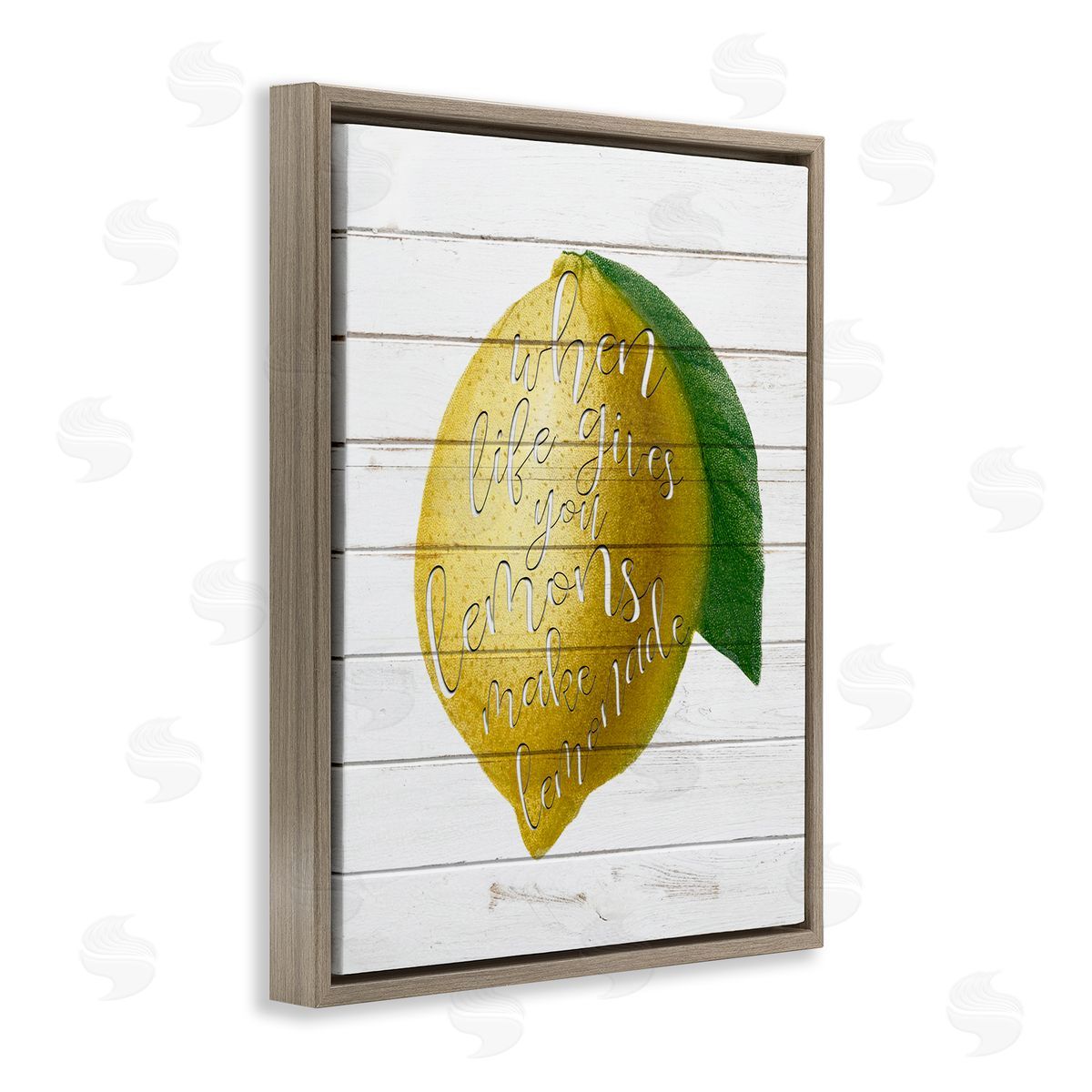 Lemons To Lemonade Inspirational Brown Floating Frame Canvas Wall Art, Home Decor by Anne Bailey