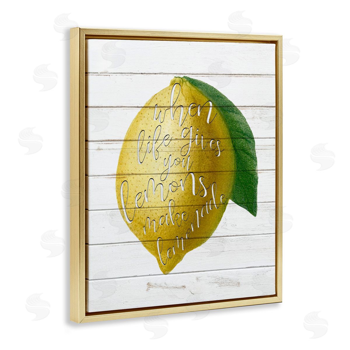 Lemons To Lemonade Inspirational Gold Floating Frame Canvas Wall Art, Home Decor by Anne Bailey
