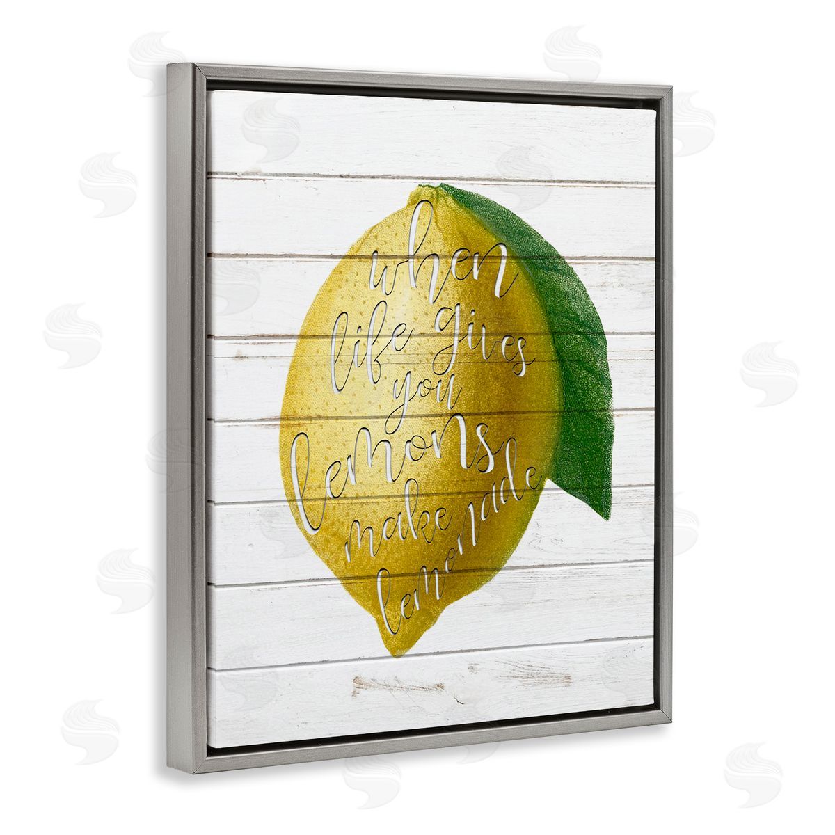 Lemons To Lemonade Inspirational Grey Floating Frame Canvas Wall Art, Home Decor by Anne Bailey
