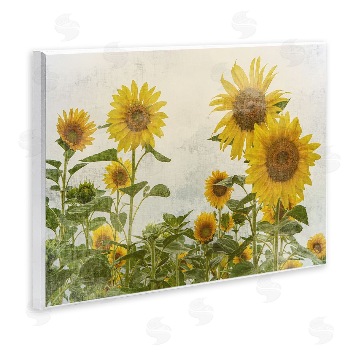 Sunflower Garden Farm Burlap Wood Plaque Wall Art, Home Decor by Anne Bailey