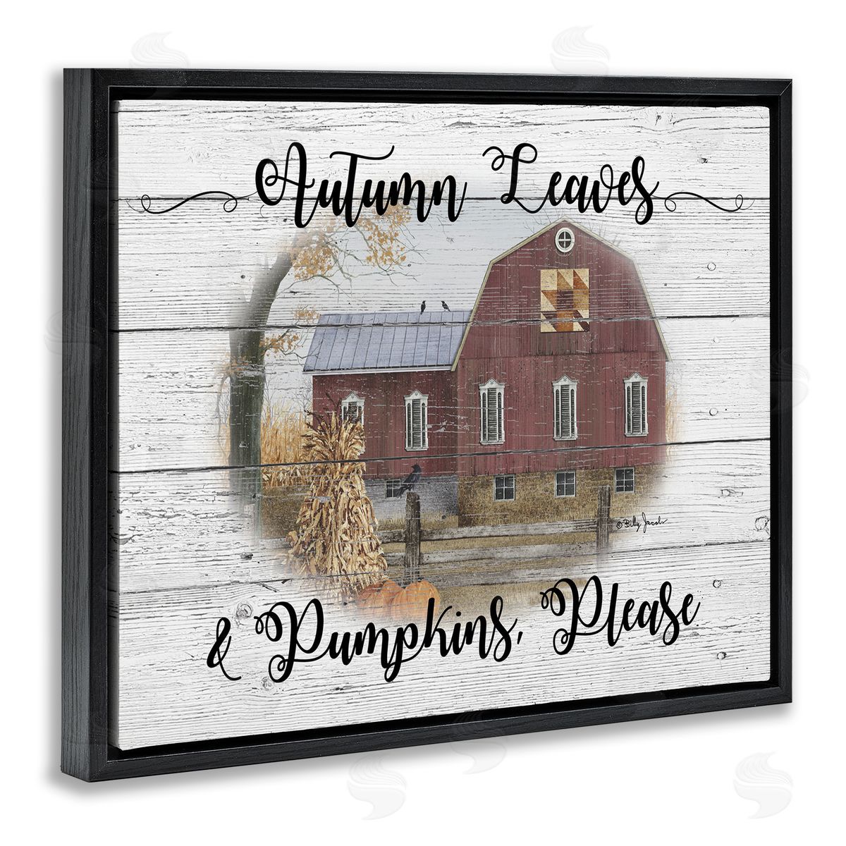 Pumpkins Please Autumn Farm Black Floating Frame Canvas Wall Art, Home Decor by Billy Jacobs