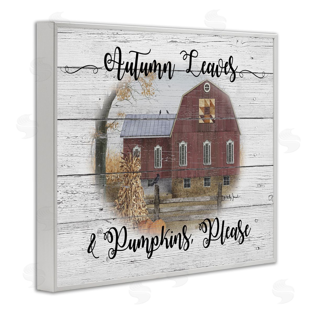 Pumpkins Please Autumn Farm White Frame Print Wall Art, Home Decor by Billy Jacobs
