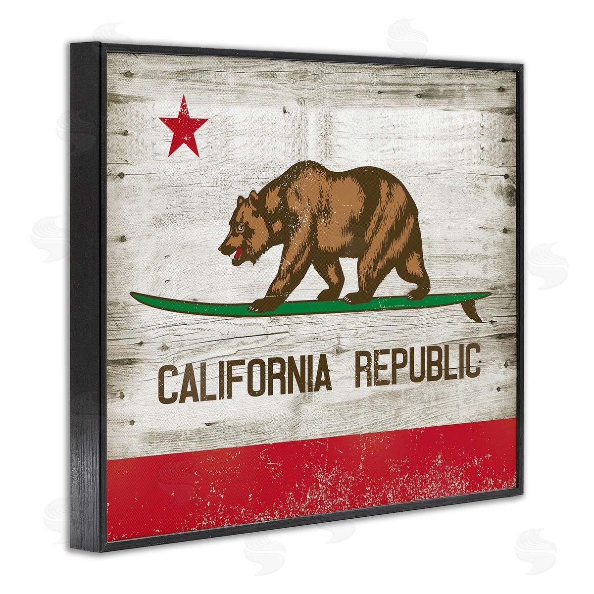 California Republic Bear Black Frame Print Wall Art, Home Decor by RetroRocket