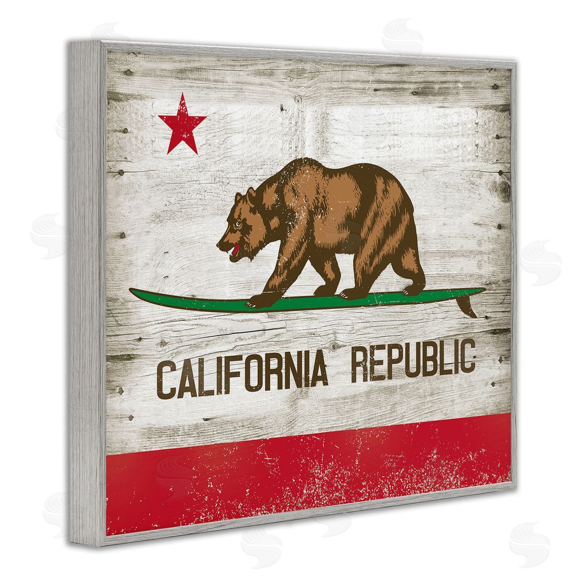 California Republic Bear Grey Frame Print Wall Art, Home Decor by RetroRocket