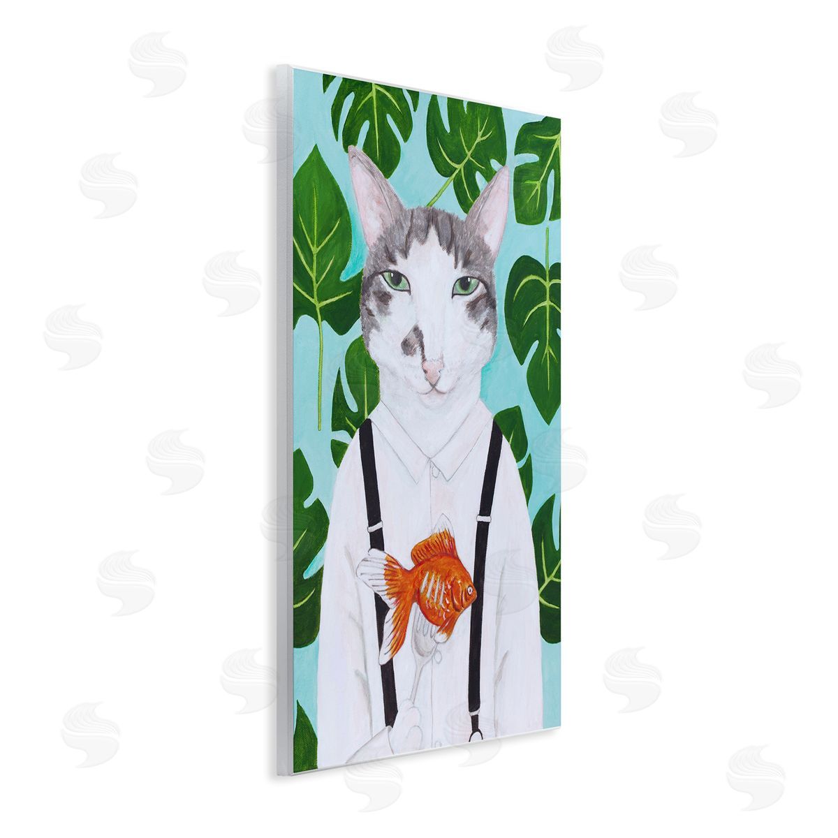 Cat Goldfish Dinner Funny Wood Plaque Wall Art, Home Decor by Sally B