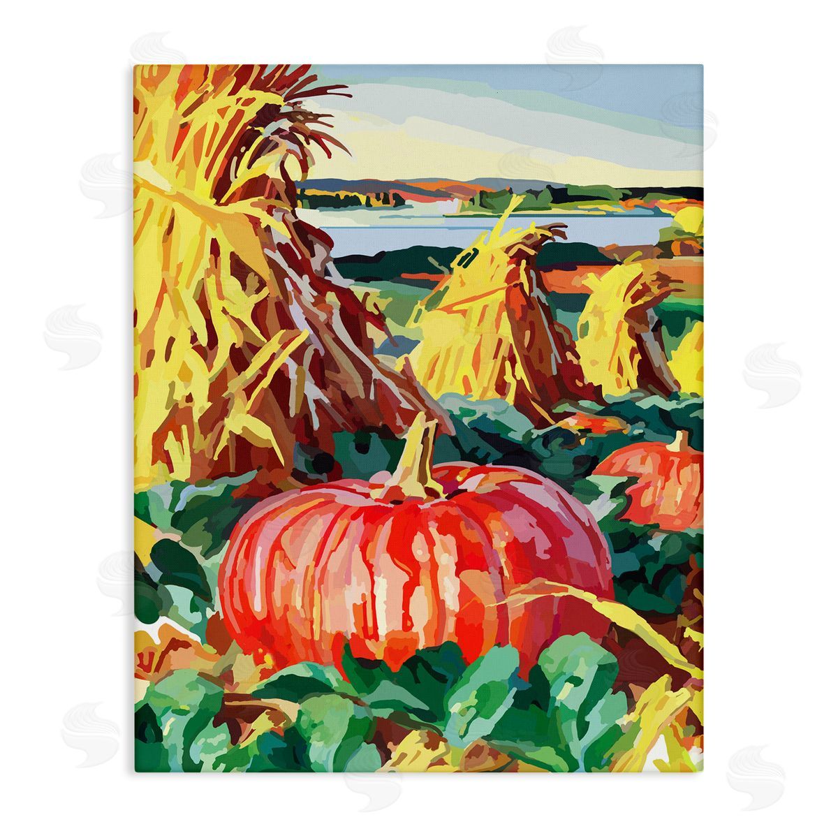 Pumpkin Patch Autumn Landscape Canvas Wall Art, Home Decor by The Saturday Evening Post