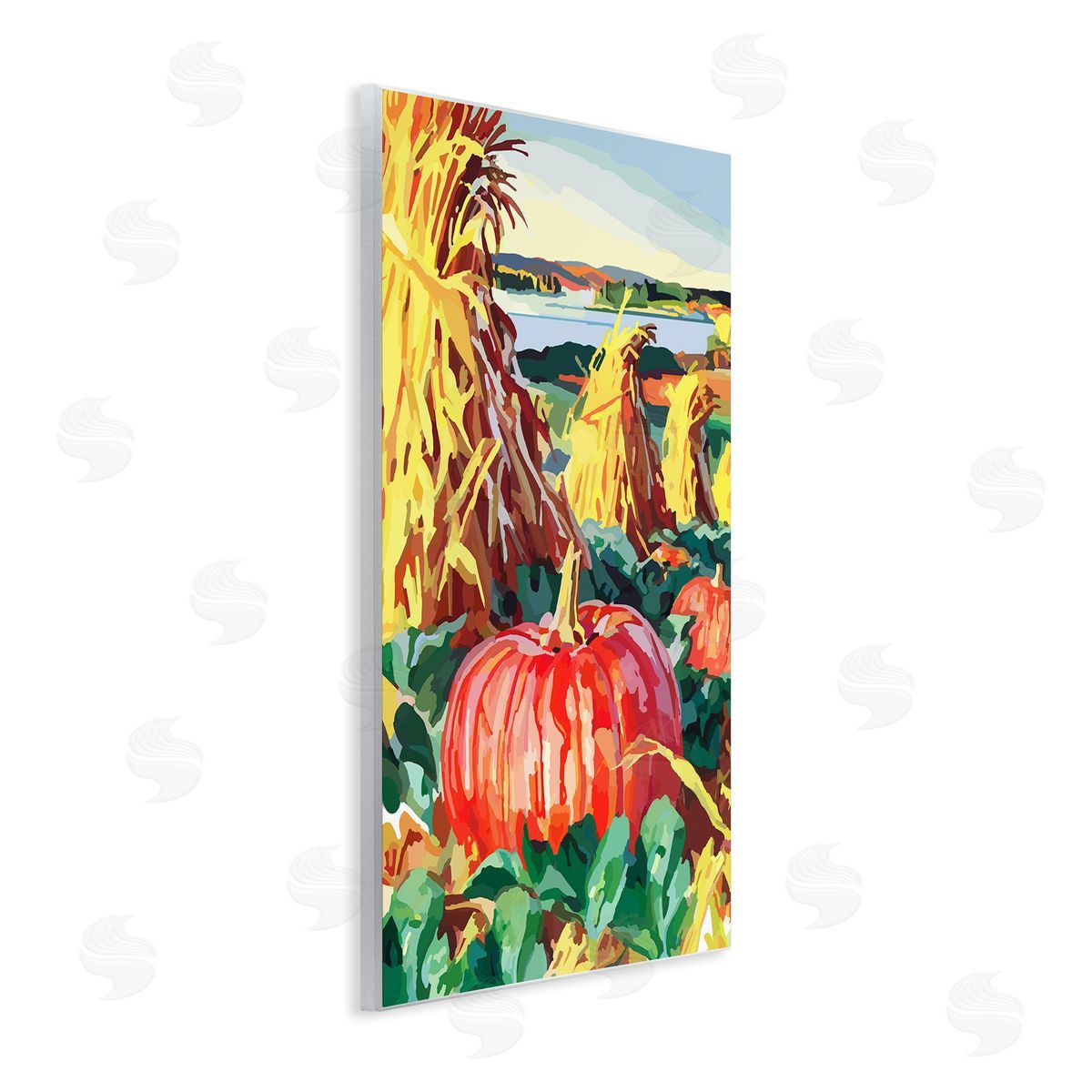 Pumpkin Patch Autumn Landscape Wood Plaque Wall Art, Home Decor by The Saturday Evening Post