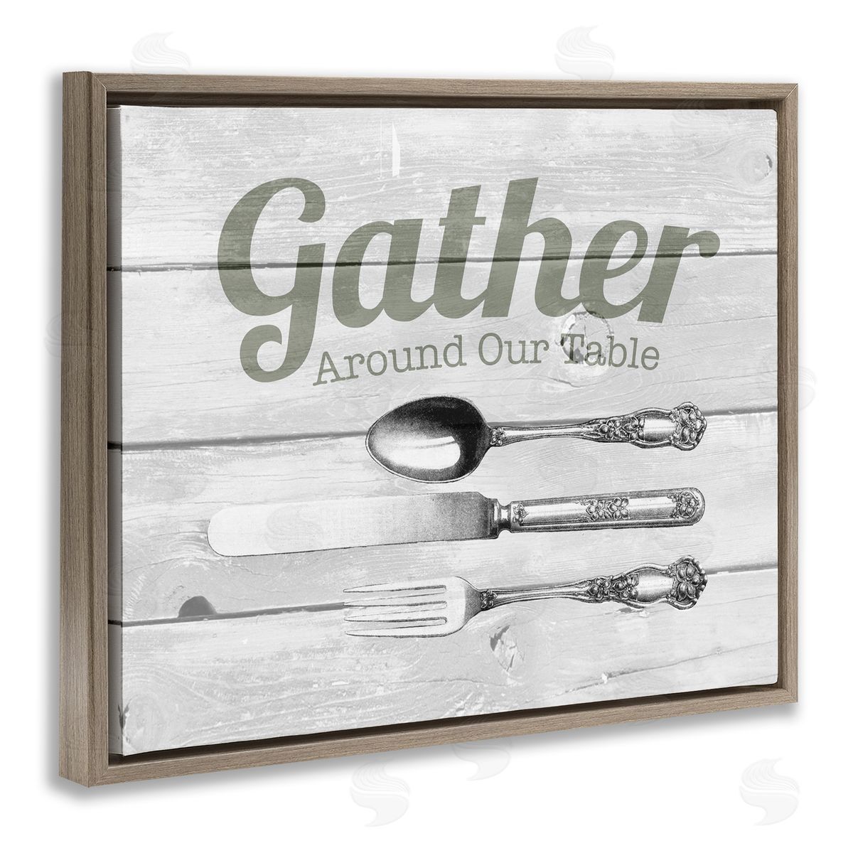 Gather Silverware Farmhouse Kitchen Brown Floating Frame Canvas Wall Art, Home Decor by The Saturday Evening Post