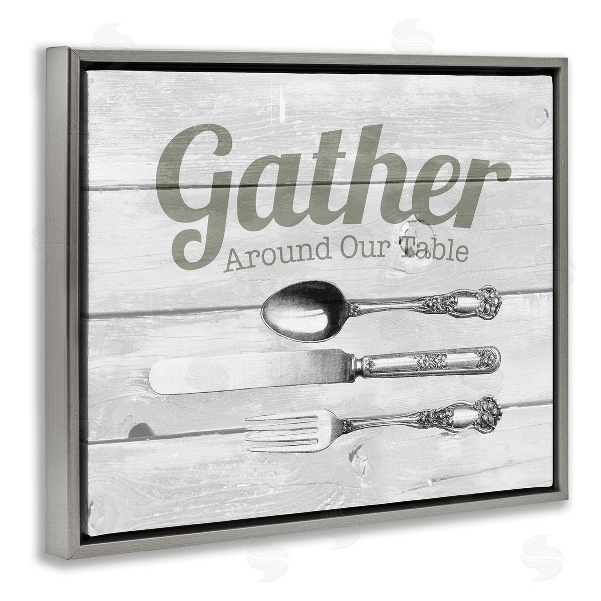 Gather Silverware Farmhouse Kitchen Grey Floating Frame Canvas Wall Art, Home Decor by The Saturday Evening Post
