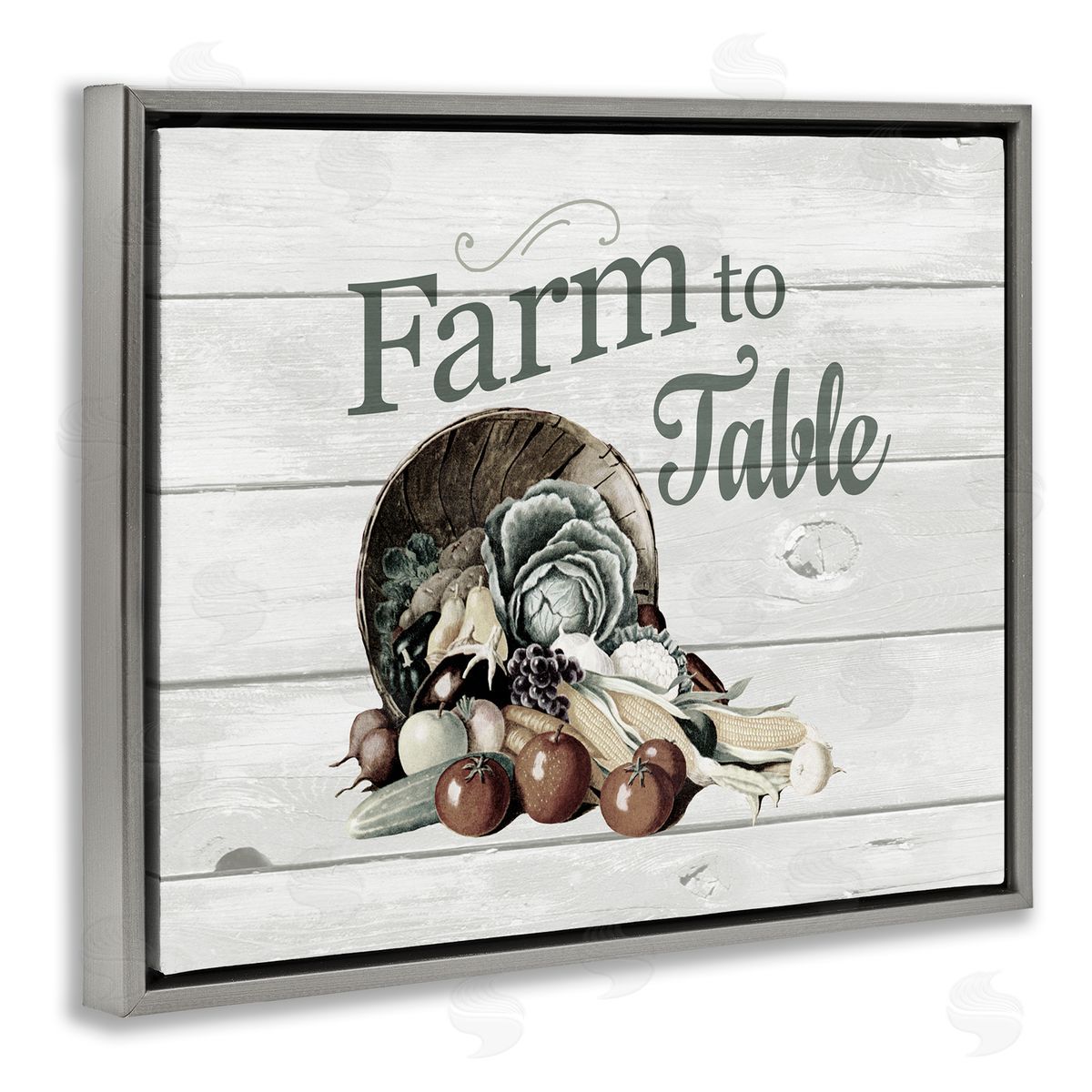 Farm To Table Vegetables Rustic Grey Floating Frame Canvas Wall Art, Home Decor by The Saturday Evening Post